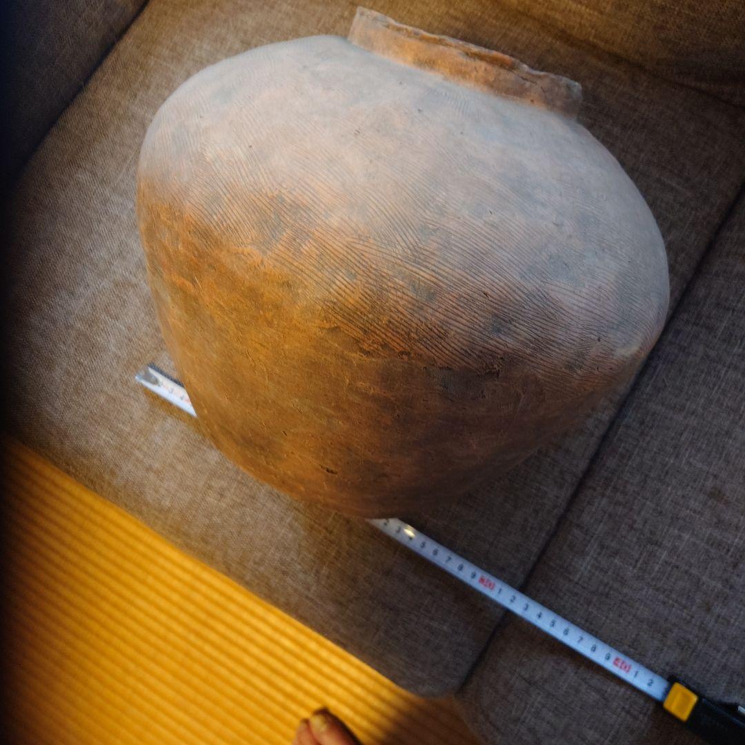 手作り陶器 球形 土色 土器　弥生　縄文　大壺