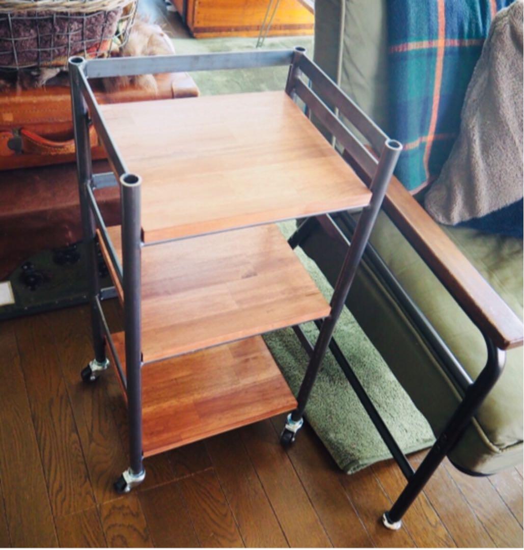 アイアン家具　キャスターラック　移動シェルフ   チェスト　男前　モダン