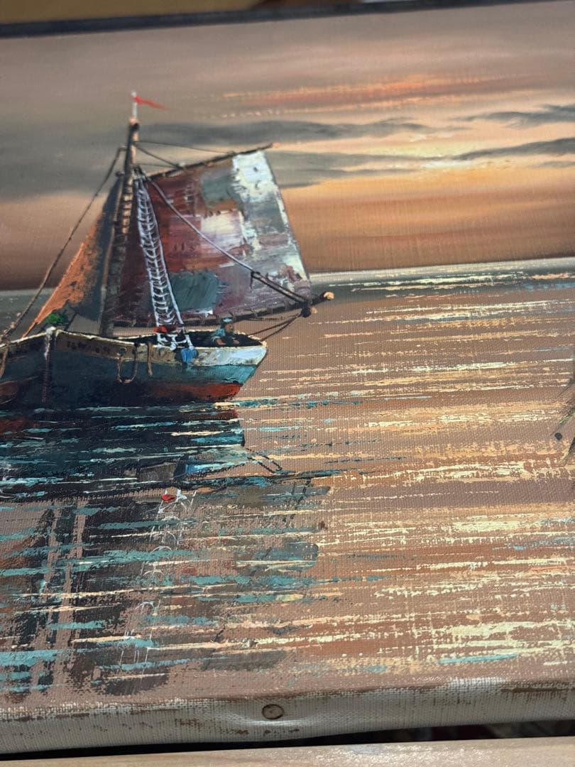 【真作】イタリア人画家 C. Conti 油彩画 F8号「ヴェネツィアの夕暮れ」