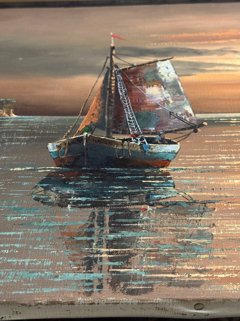 【真作】イタリア人画家 C. Conti 油彩画 F8号「ヴェネツィアの夕暮れ」