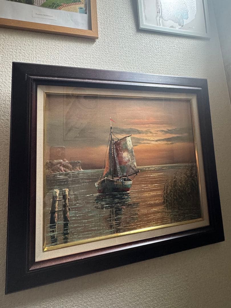 【真作】イタリア人画家 C. Conti 油彩画 F8号「ヴェネツィアの夕暮れ」