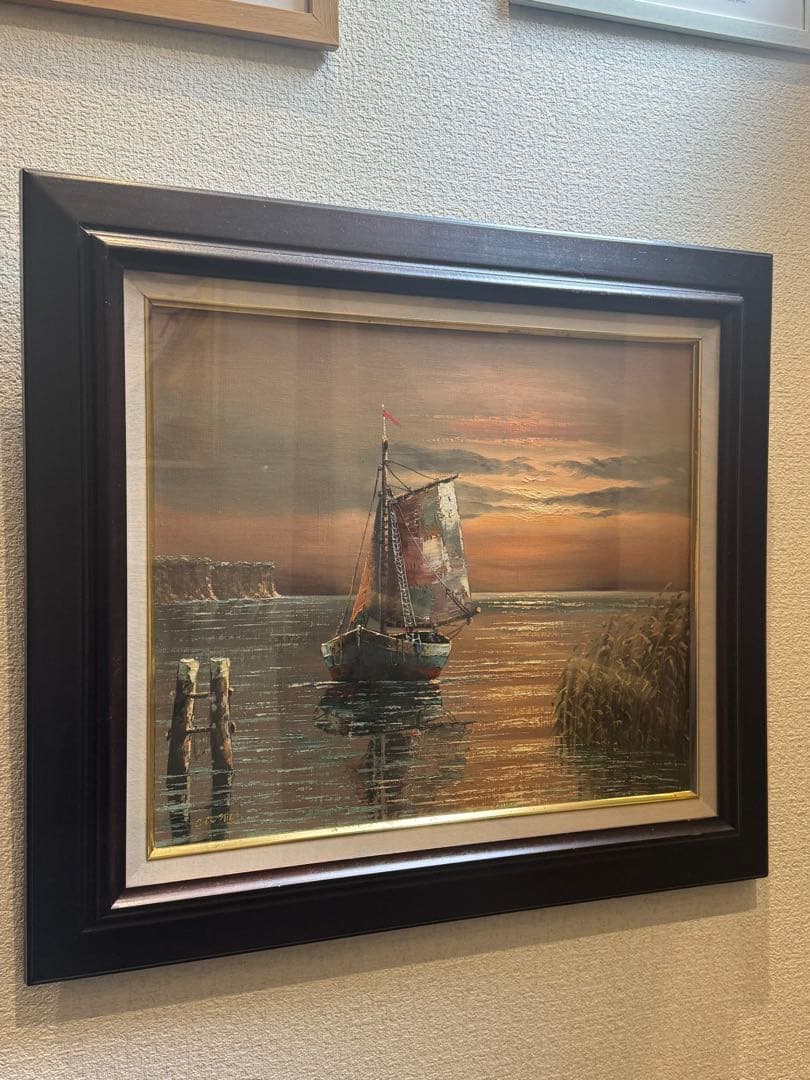 【真作】イタリア人画家 C. Conti 油彩画 F8号「ヴェネツィアの夕暮れ」