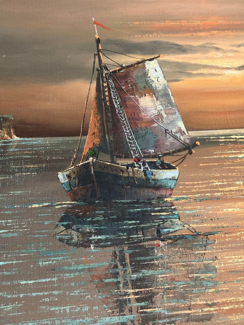 【真作】イタリア人画家 C. Conti 油彩画 F8号「ヴェネツィアの夕暮れ」