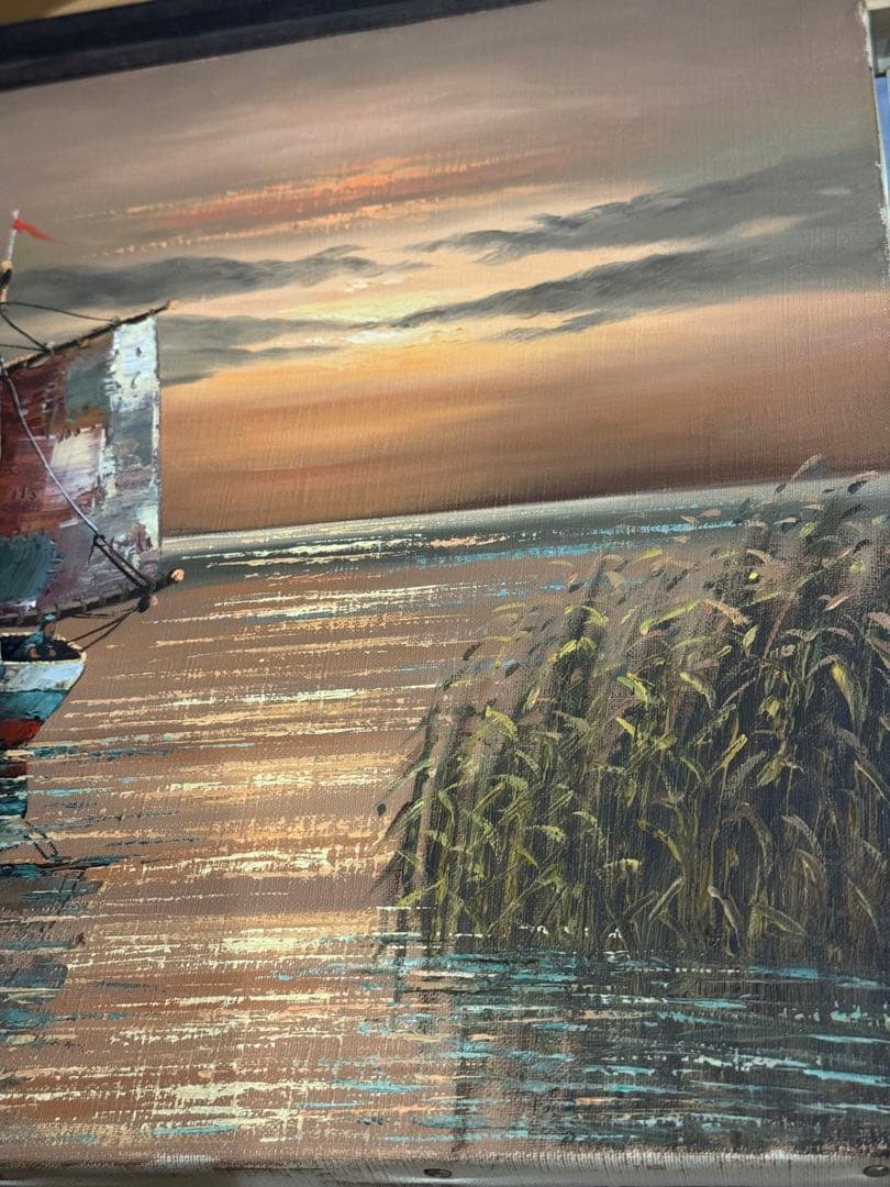 【真作】イタリア人画家 C. Conti 油彩画 F8号「ヴェネツィアの夕暮れ」