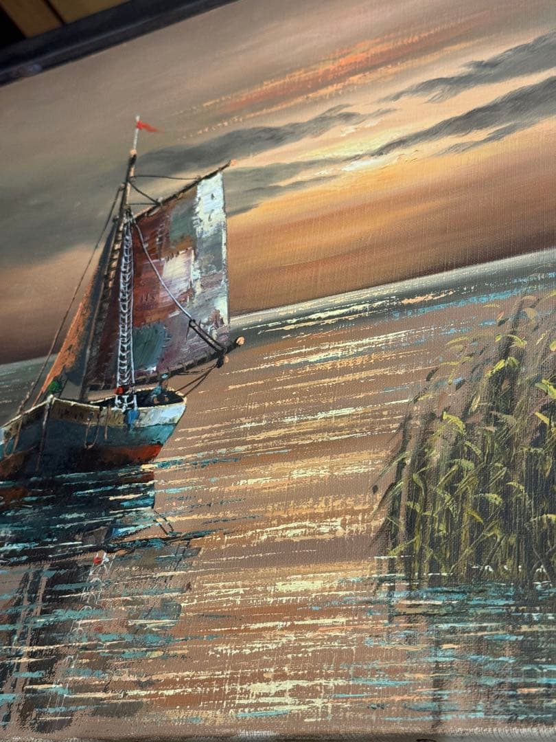 【真作】イタリア人画家 C. Conti 油彩画 F8号「ヴェネツィアの夕暮れ」