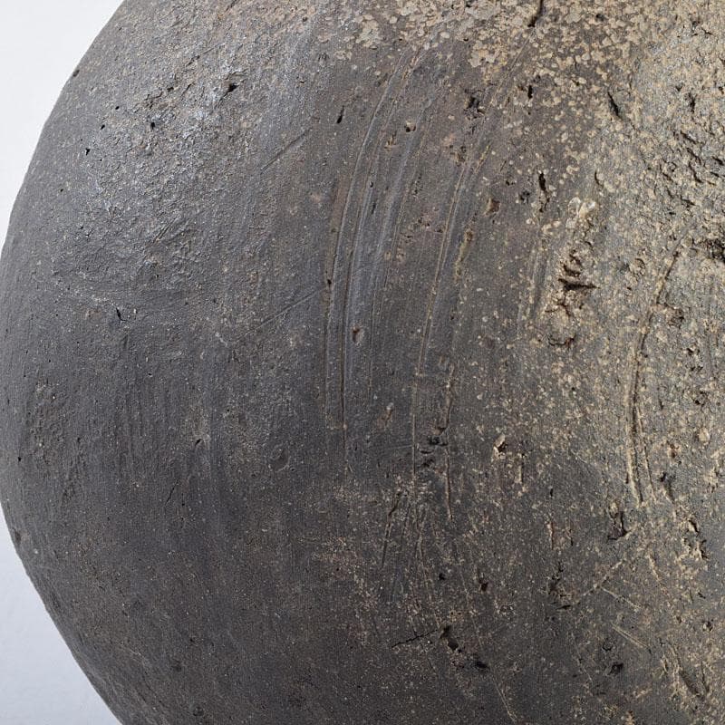 朝鮮美術　須恵器　新羅土器　新羅無細土　双耳壷　丸輪台・時代箱付　M　R9557