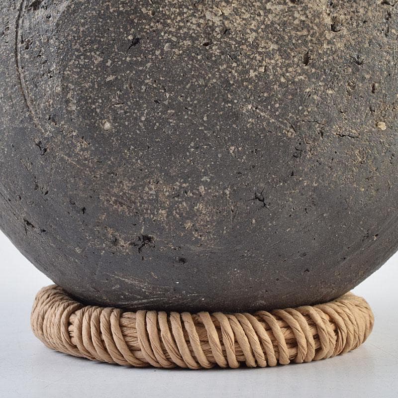 朝鮮美術　須恵器　新羅土器　新羅無細土　双耳壷　丸輪台・時代箱付　M　R9557