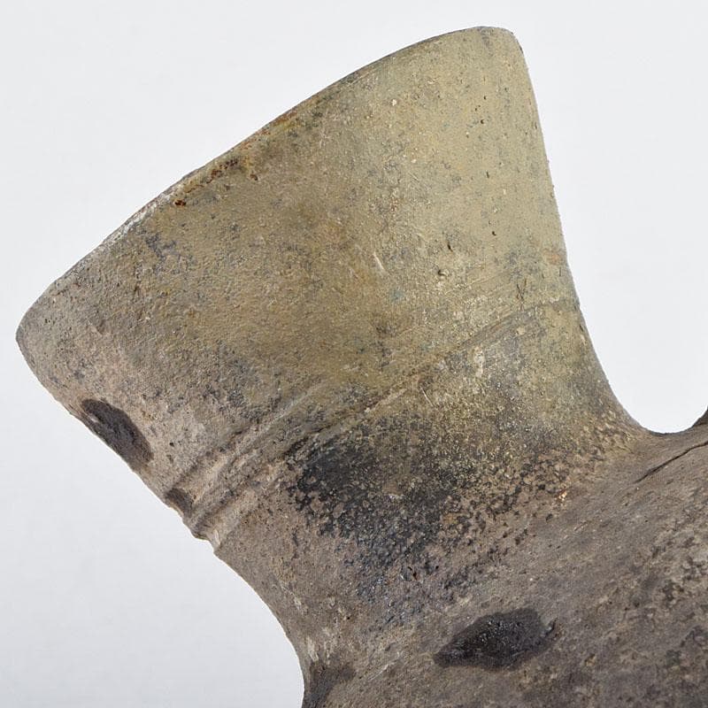 朝鮮美術　須恵器　新羅土器　新羅無細土　双耳壷　丸輪台・時代箱付　M　R9557