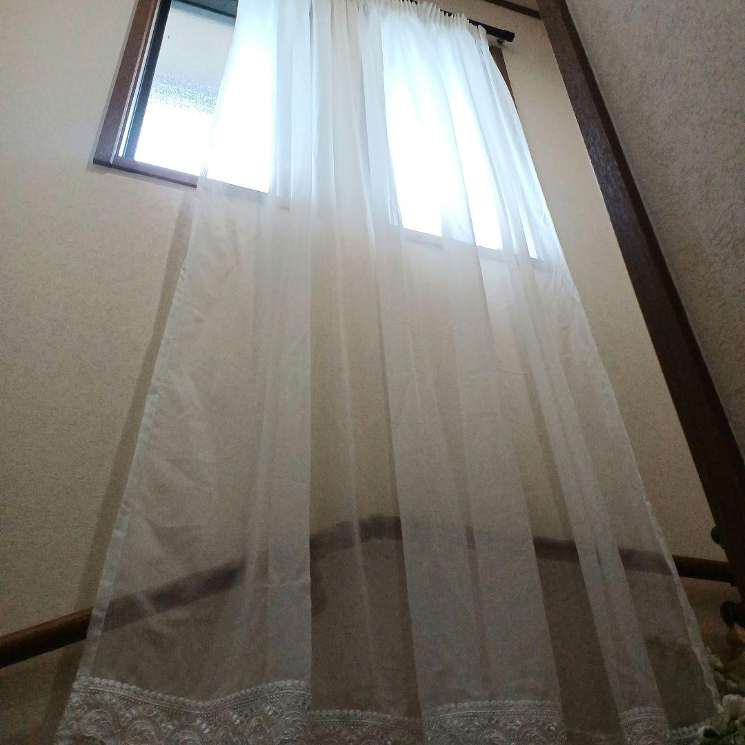 カフェカーテン【なっこ様オーダー品　ボイル&ケミカルレース　ギャザーカーテン】