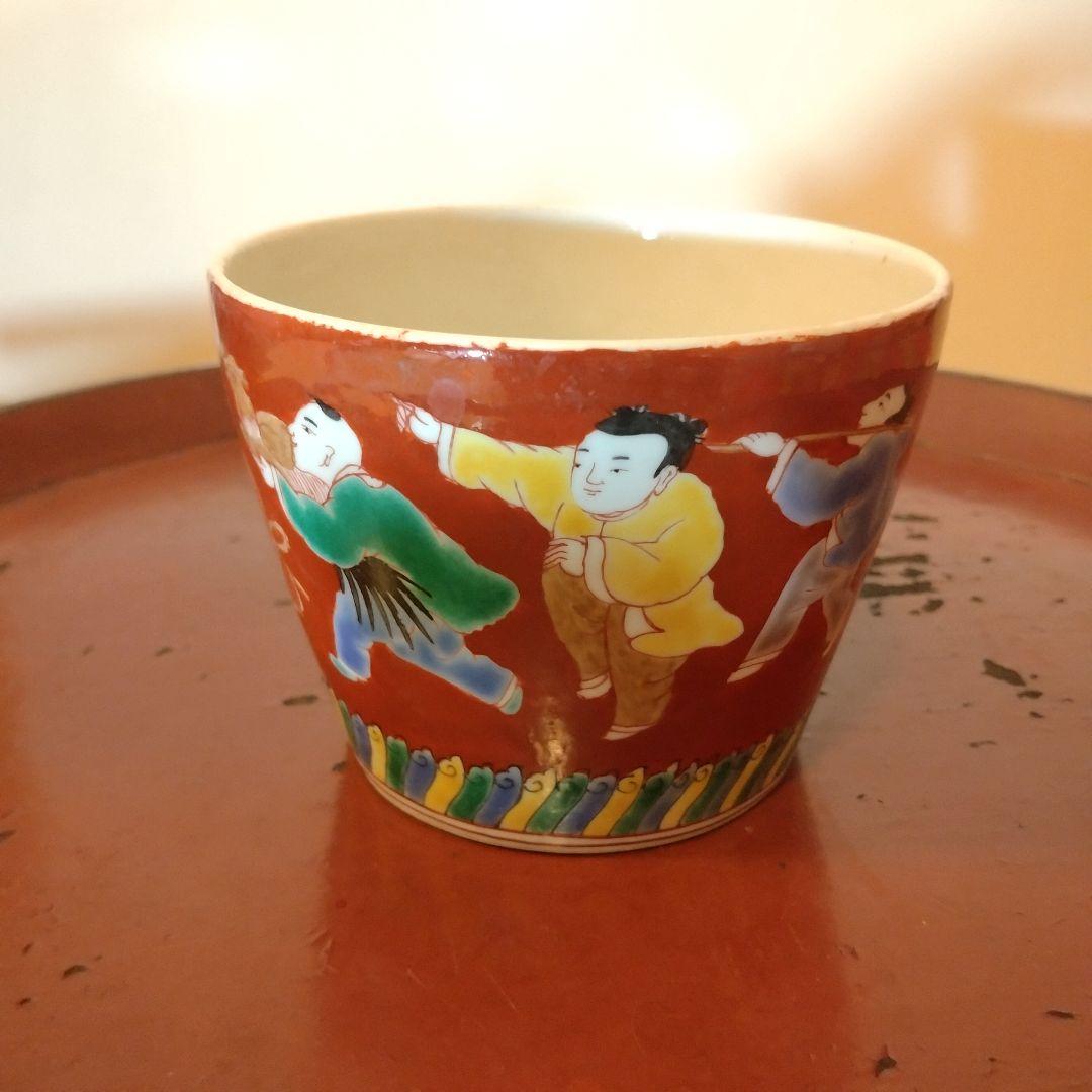 古伊万里　江戸中期 色絵唐子文様　蕎麦猪口