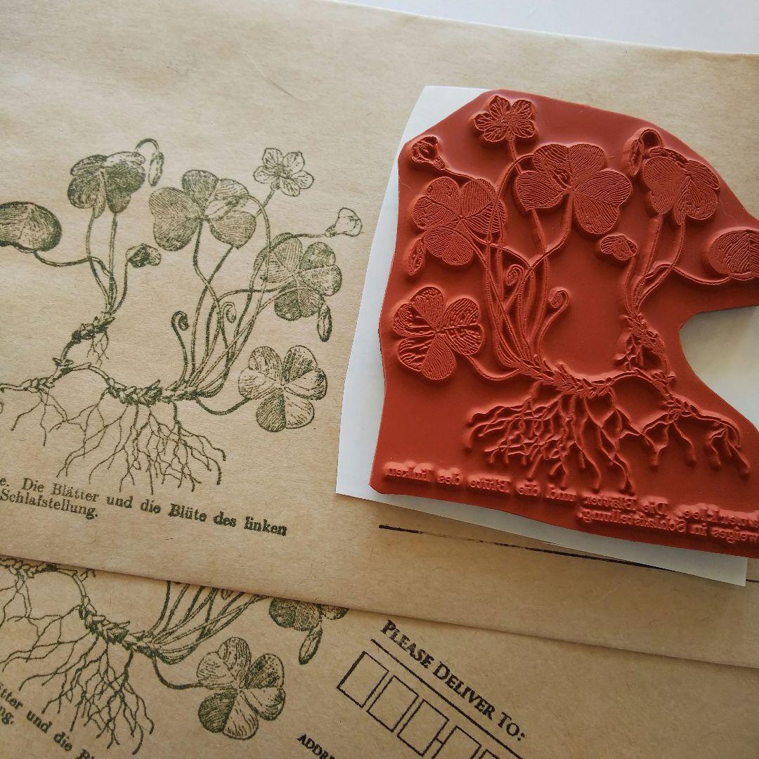 ドイツ製輸入ラバースタンプ マウント済 『大きめスタンプ/植物画/カタバミ』