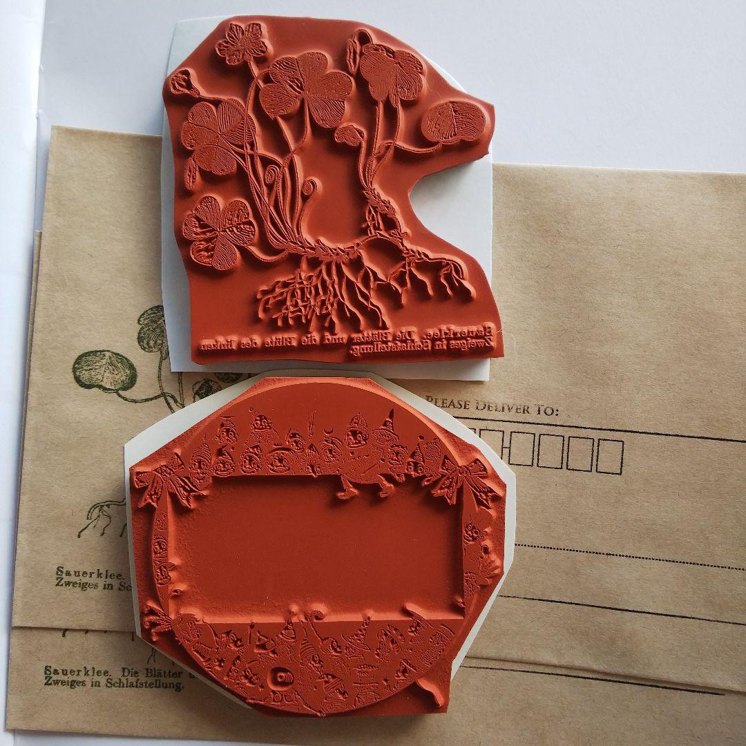 ドイツ製輸入ラバースタンプ マウント済 『大きめスタンプ/植物画/カタバミ』