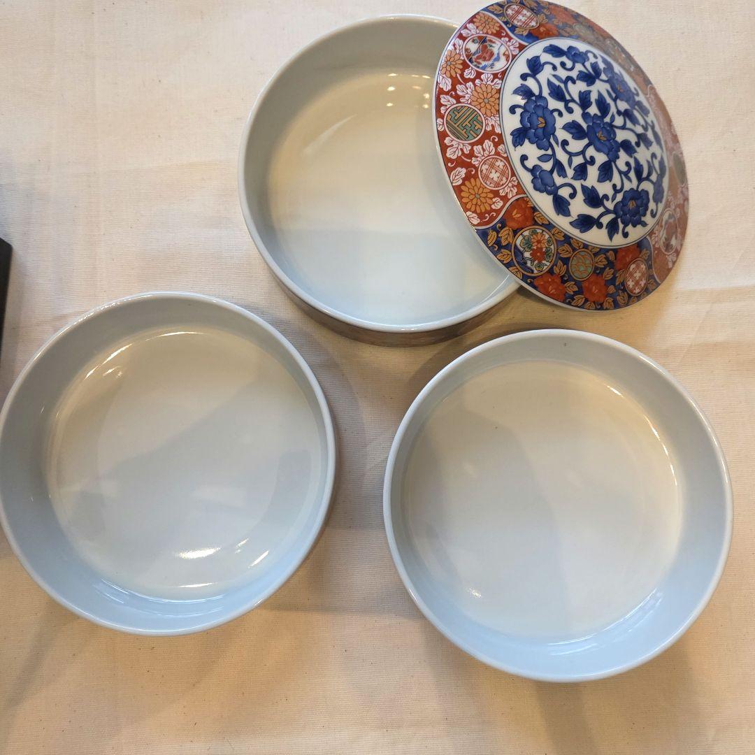 【美品】 龍峰窯 錦彩古伊万里 三段重 陶器製 木箱付き