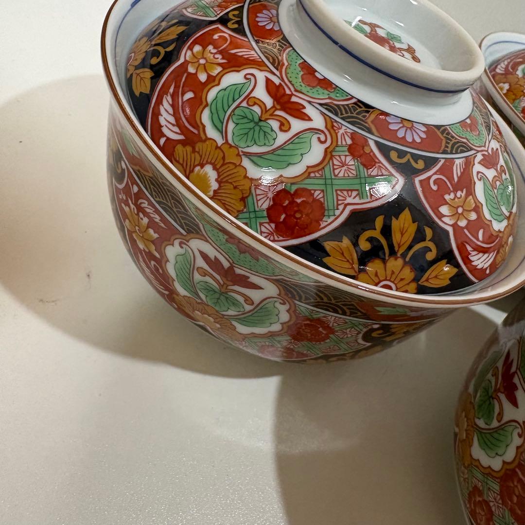 醍醐窯　赤絵染錦　蓋付どんぶり　5点セット