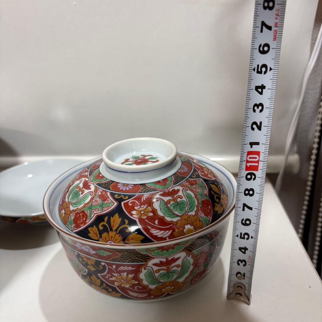 醍醐窯　赤絵染錦　蓋付どんぶり　5点セット