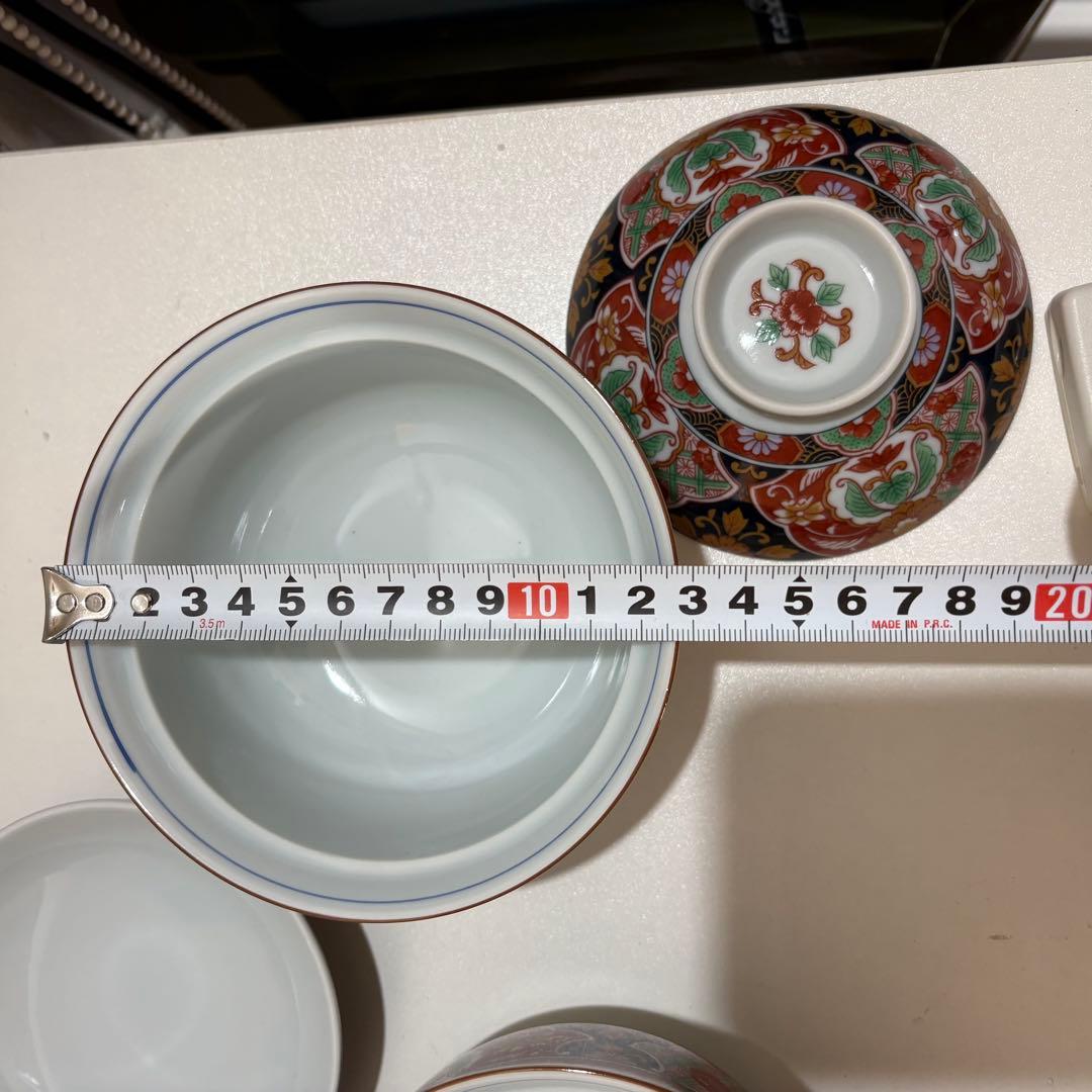 醍醐窯　赤絵染錦　蓋付どんぶり　5点セット