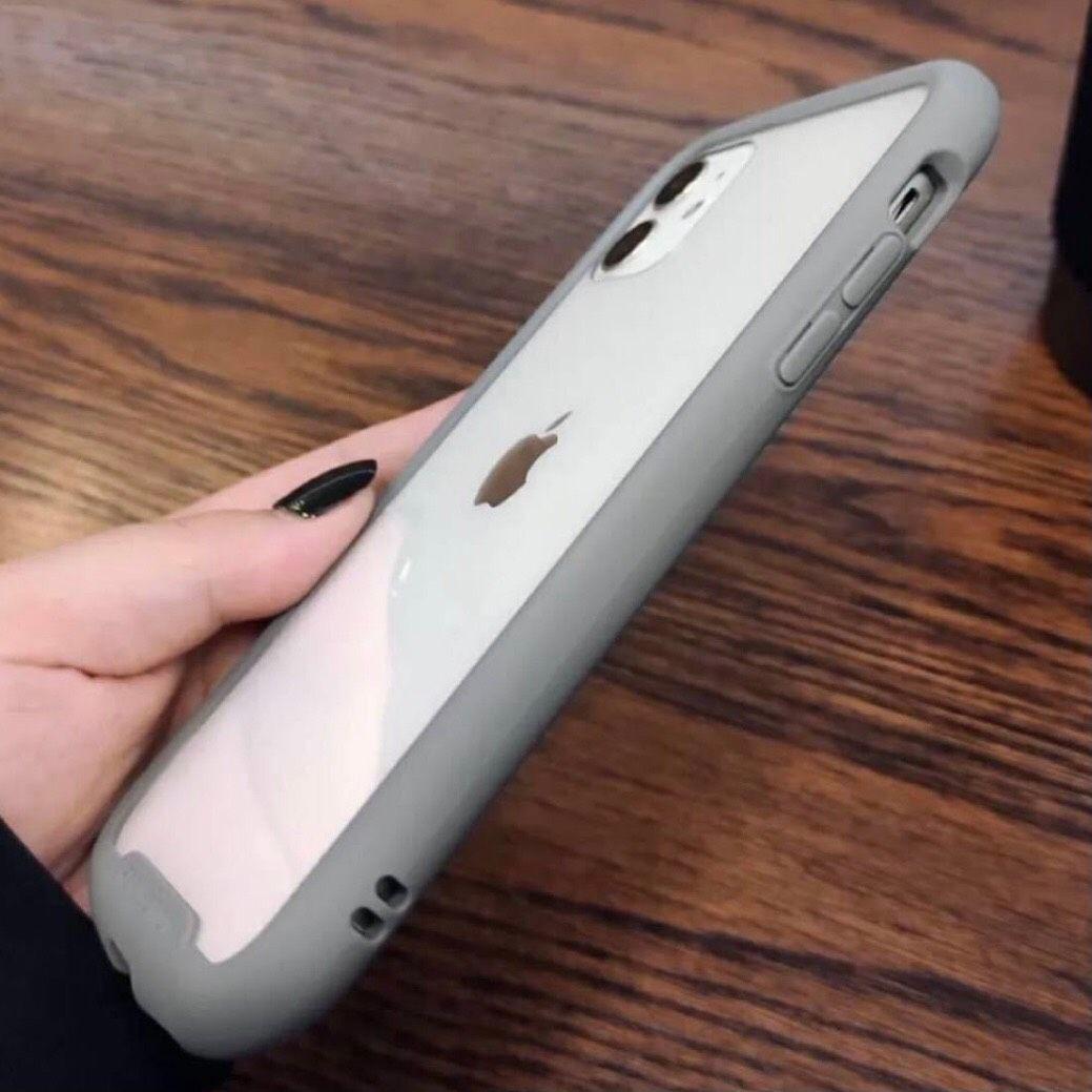 iPhoneケース　スマホケース　iPhone12 グレー　クリア　耐衝撃