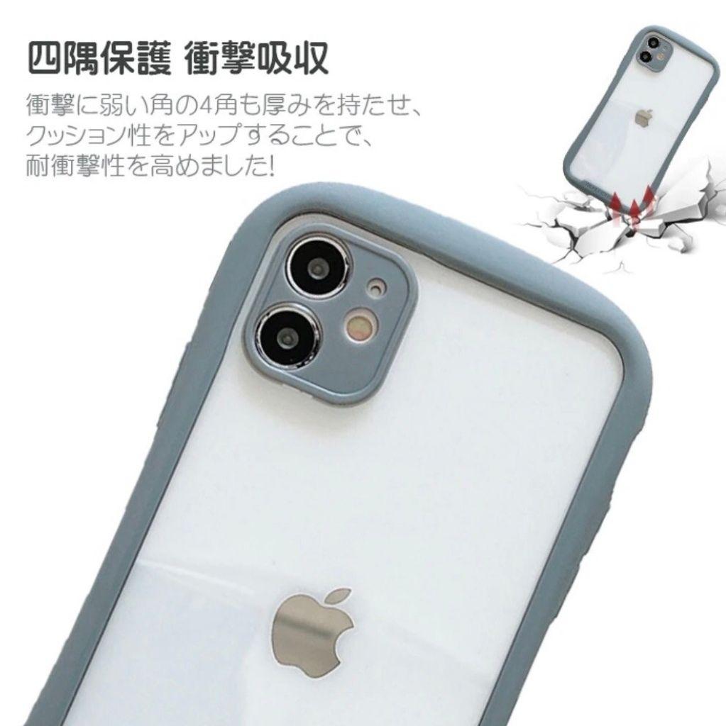 iPhoneケース　スマホケース　iPhone12 グレー　クリア　耐衝撃
