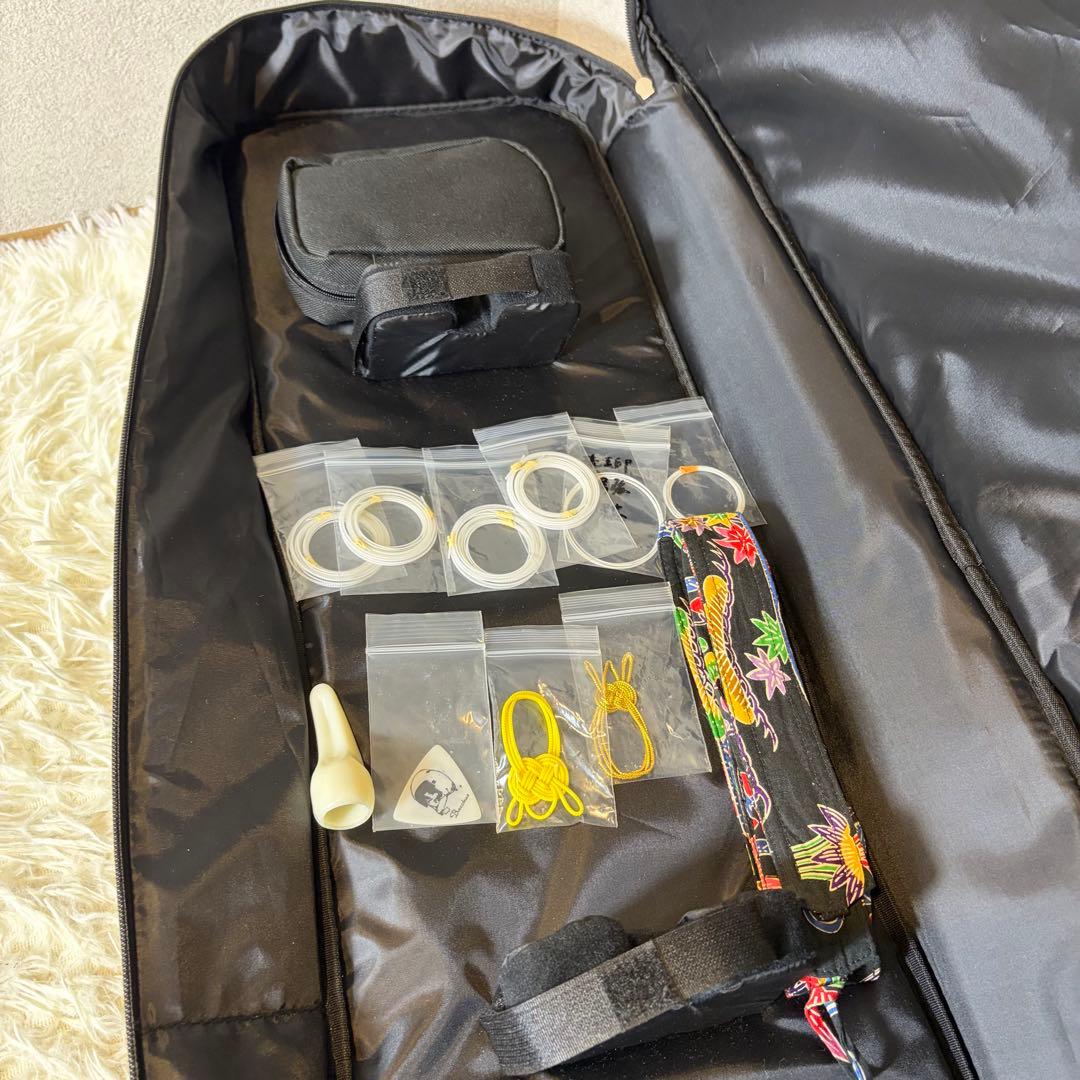 【極美品】沖縄三線 「ちゅら咲」合皮 人工皮 付属品多数