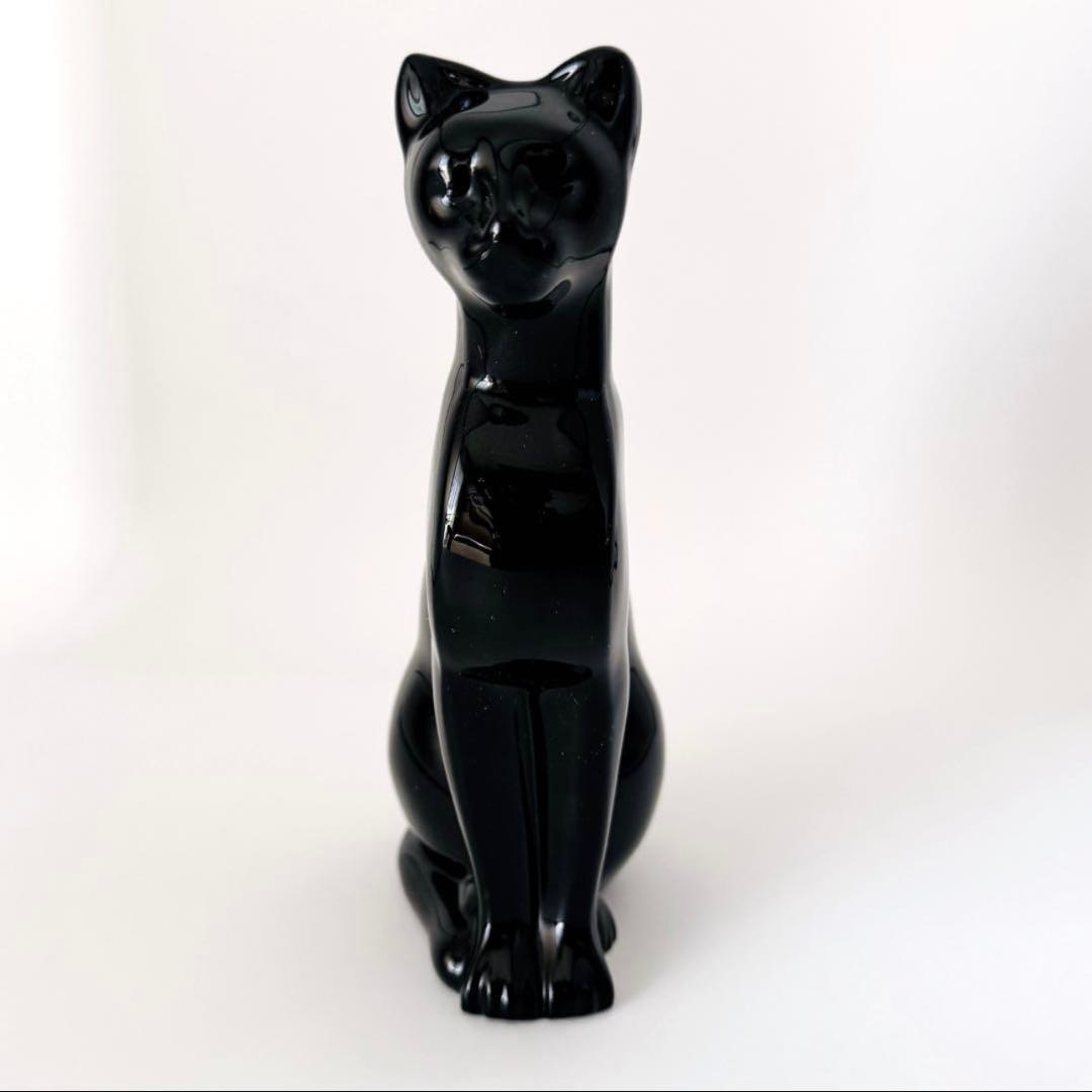 バカラ 大型 ブラッククリスタルガラス製 フィギュリン 16cm 漆黒の猫