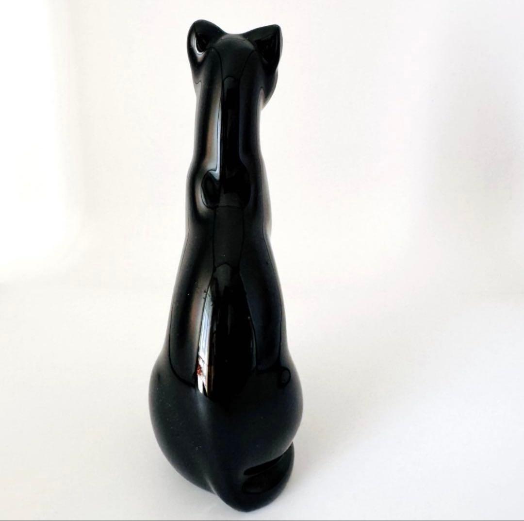 バカラ 大型 ブラッククリスタルガラス製 フィギュリン 16cm 漆黒の猫