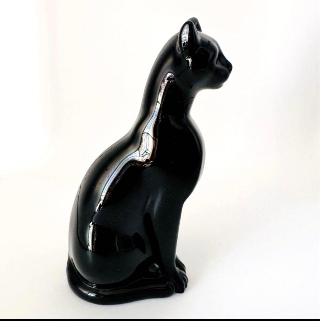 バカラ 大型 ブラッククリスタルガラス製 フィギュリン 16cm 漆黒の猫