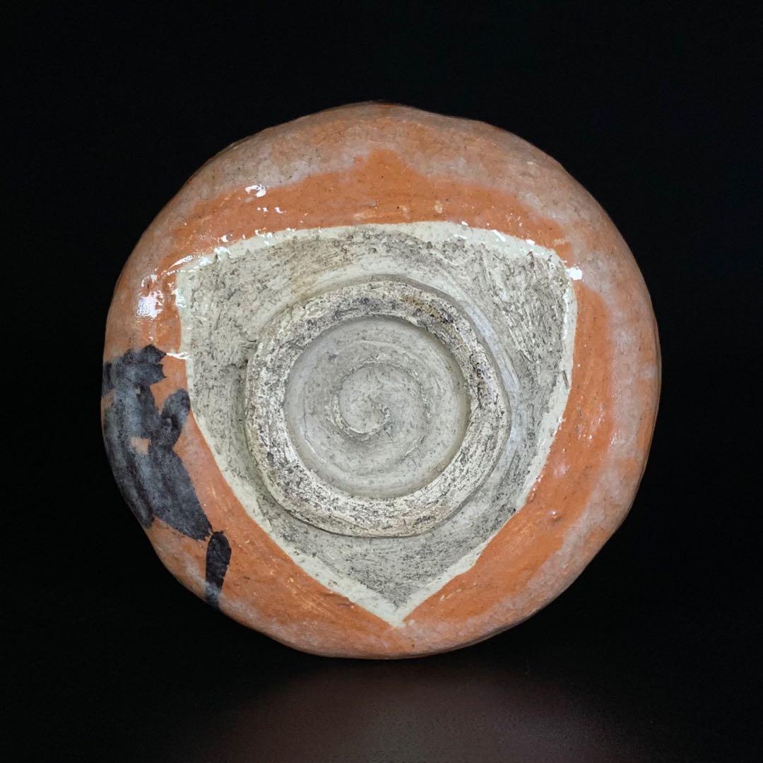 【十一代 楽吉左衛門（慶入）造】松鶴ノ画 赤茶碗 共箱