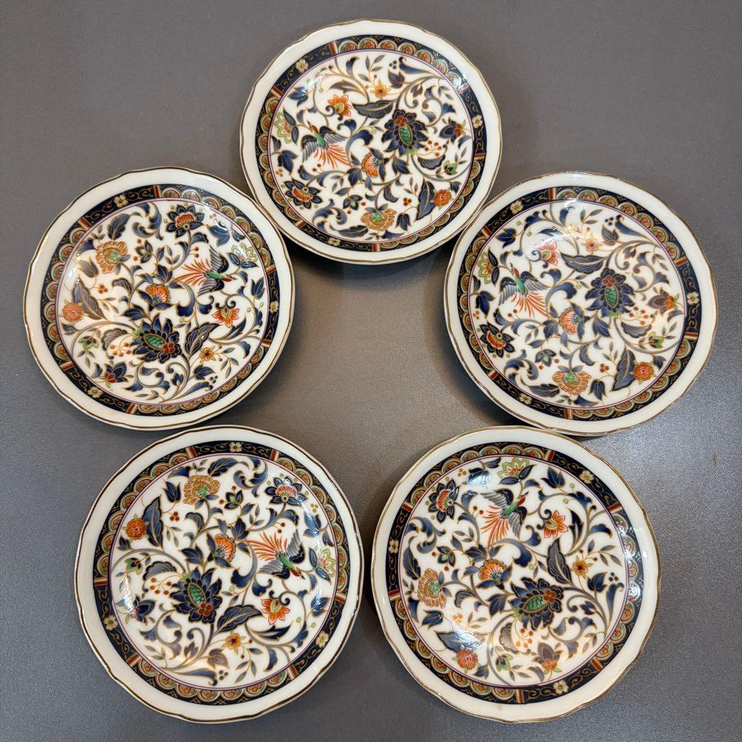 有田焼 丸喜陶苑 大皿1枚 小皿5枚セット 色絵 染錦花鳥 古伊万里 取り皿
