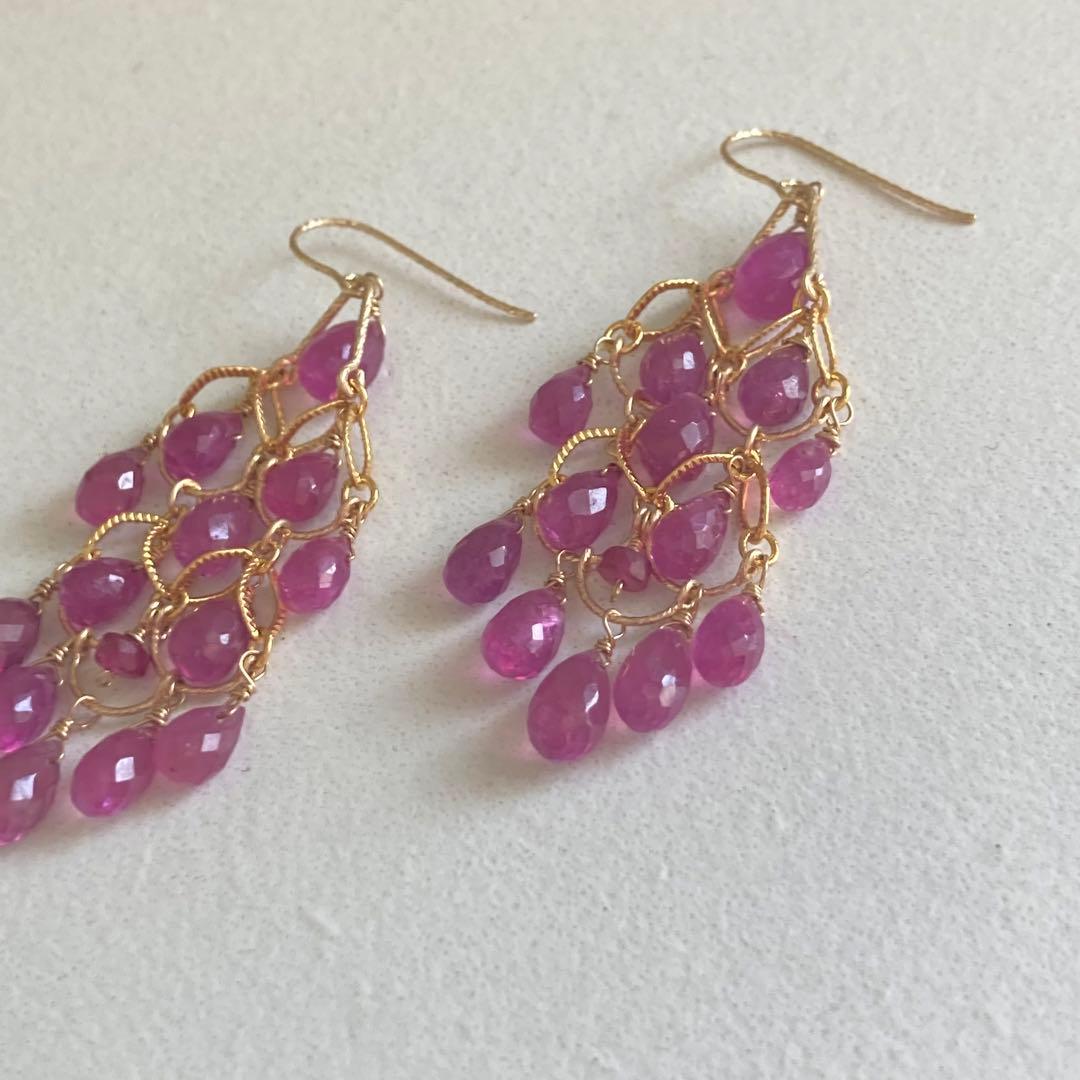 ルビーのシャンデリアピアス