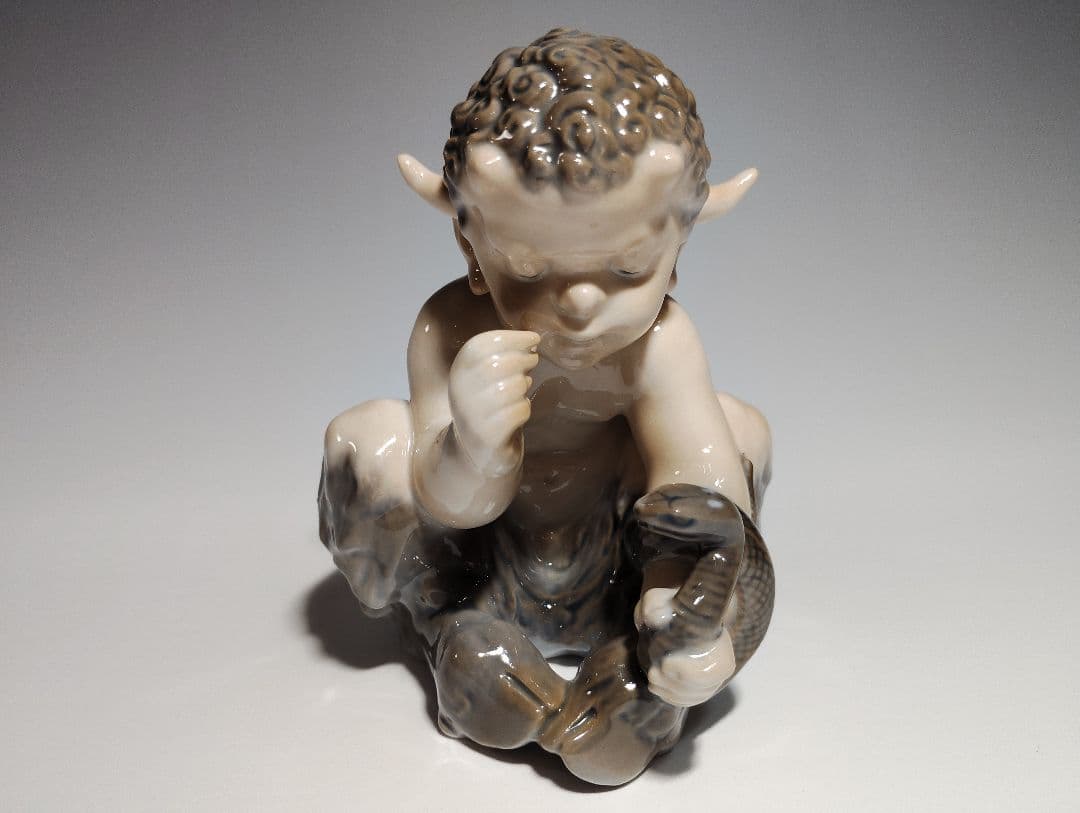 ★欠けなし超美品★ロイヤルコペンハーゲン フィギュリン ファウヌス　牧羊神とヘビ