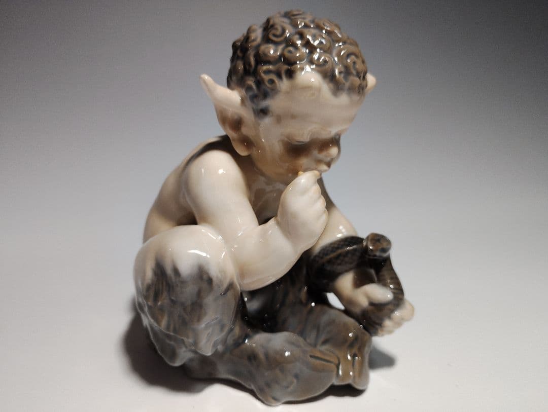 ★欠けなし超美品★ロイヤルコペンハーゲン フィギュリン ファウヌス　牧羊神とヘビ