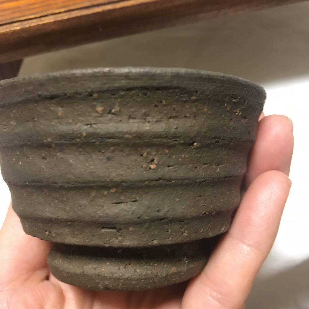 盆栽鉢　おまけ付き超時代のり手捻り焼き締め小品盆栽鉢名工泥珠正文1点物山野草