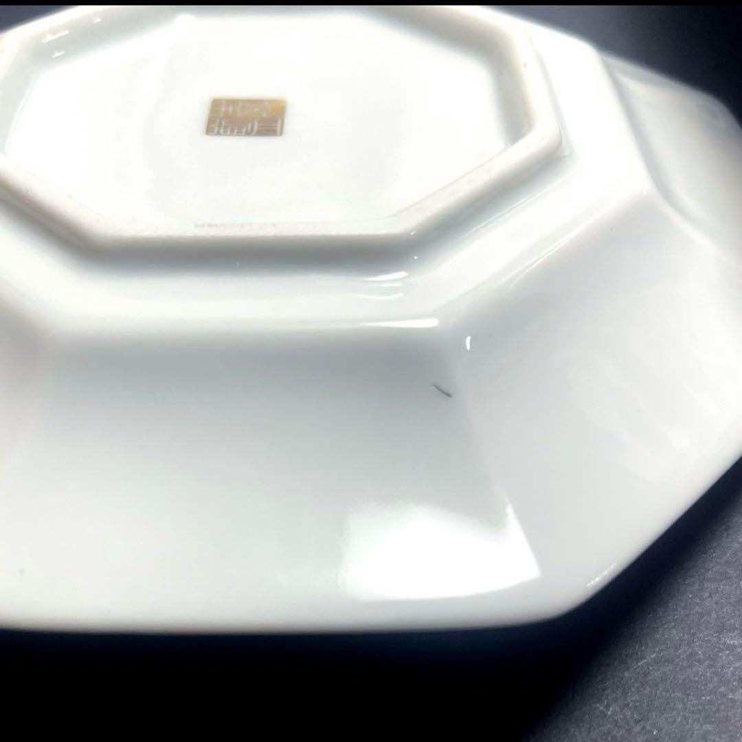 有田焼　青藍窯　金彩　古伊万里紋　八角皿５客セット