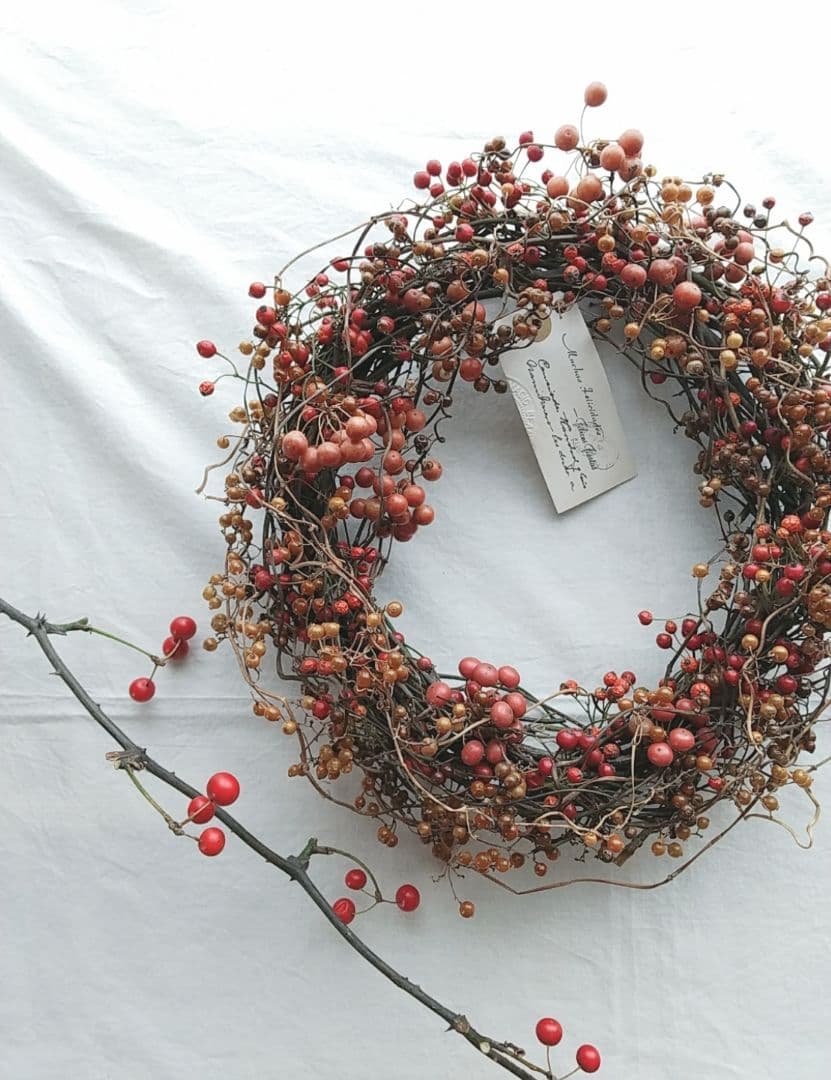 3種の木の実のリース ナチュラル アンティーク