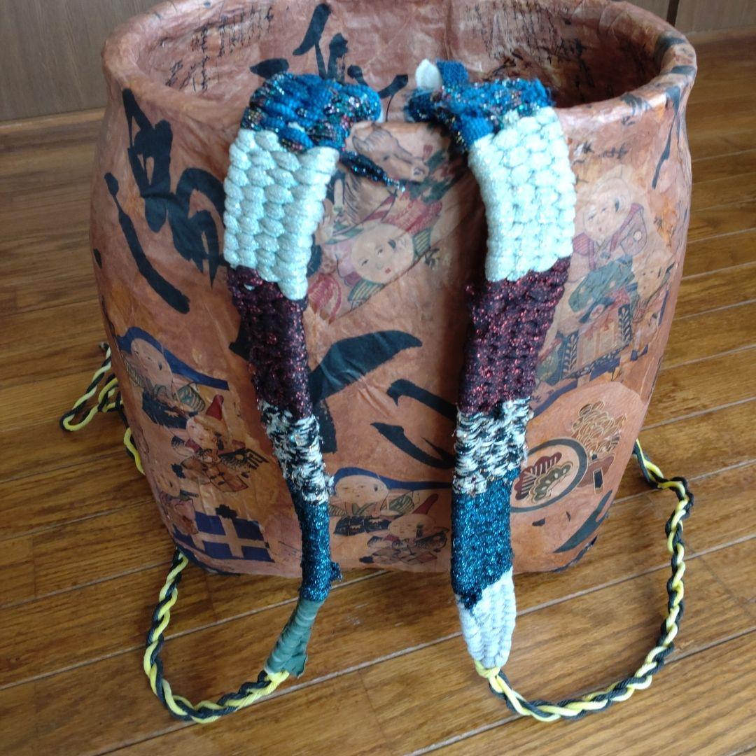 一閑張り　竹製背負い籠　ハンドメイド