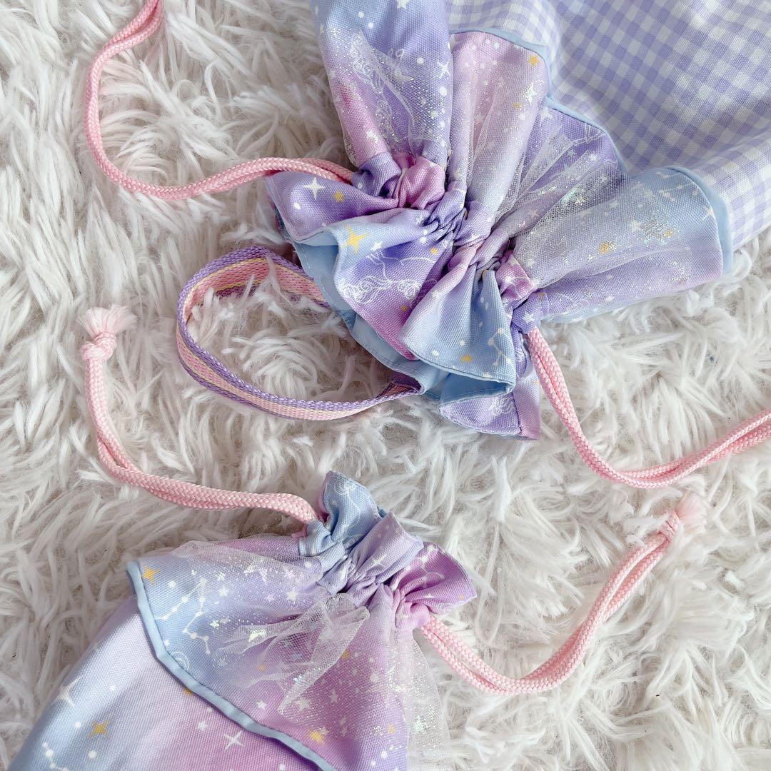 レッスンバック 女の子 入園入学 上履き入れ 体操服入れ ゆめかわ ハート柄