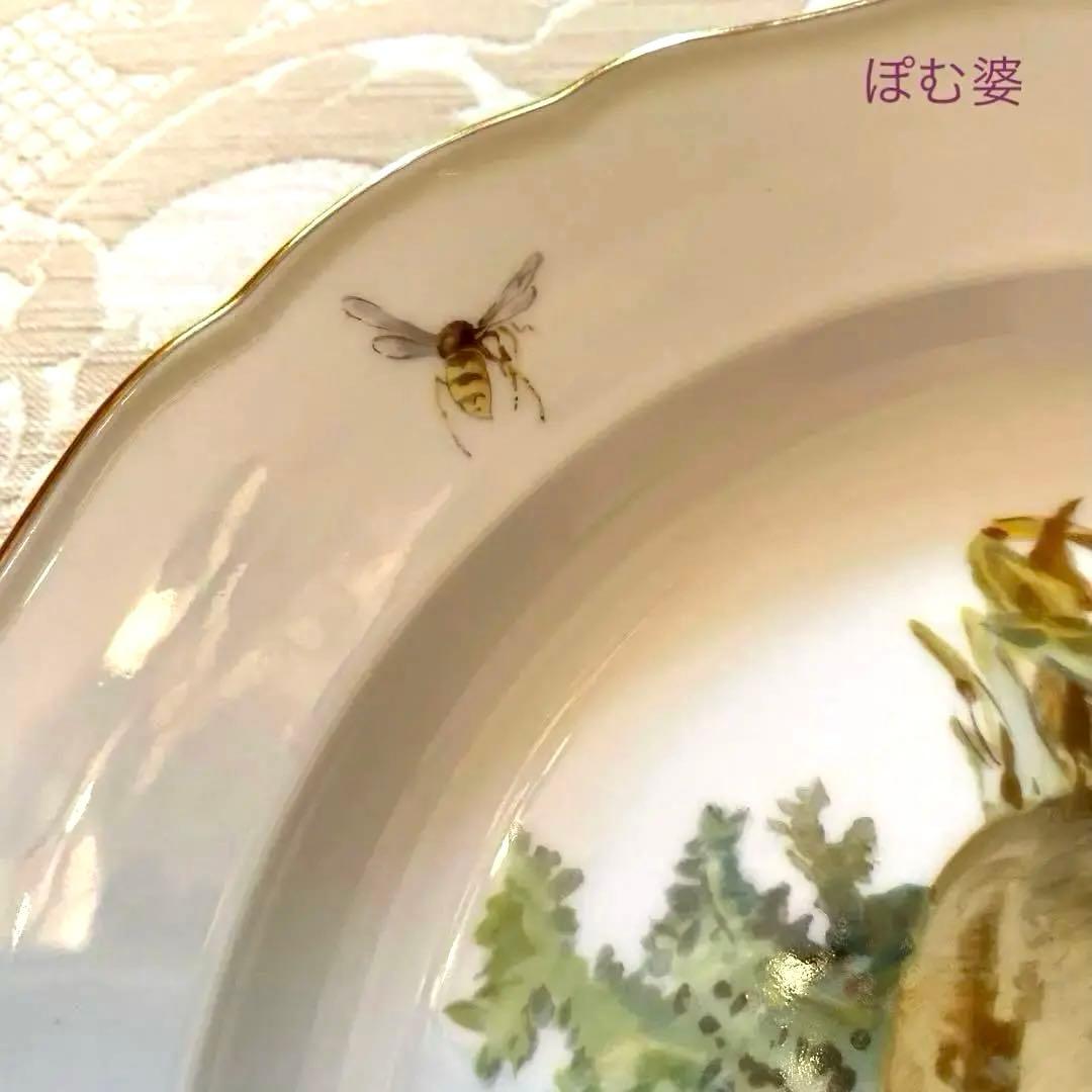 【古マイセン】印象主義 自然主義 ⑩／皿 プレート「野菜と昆虫」