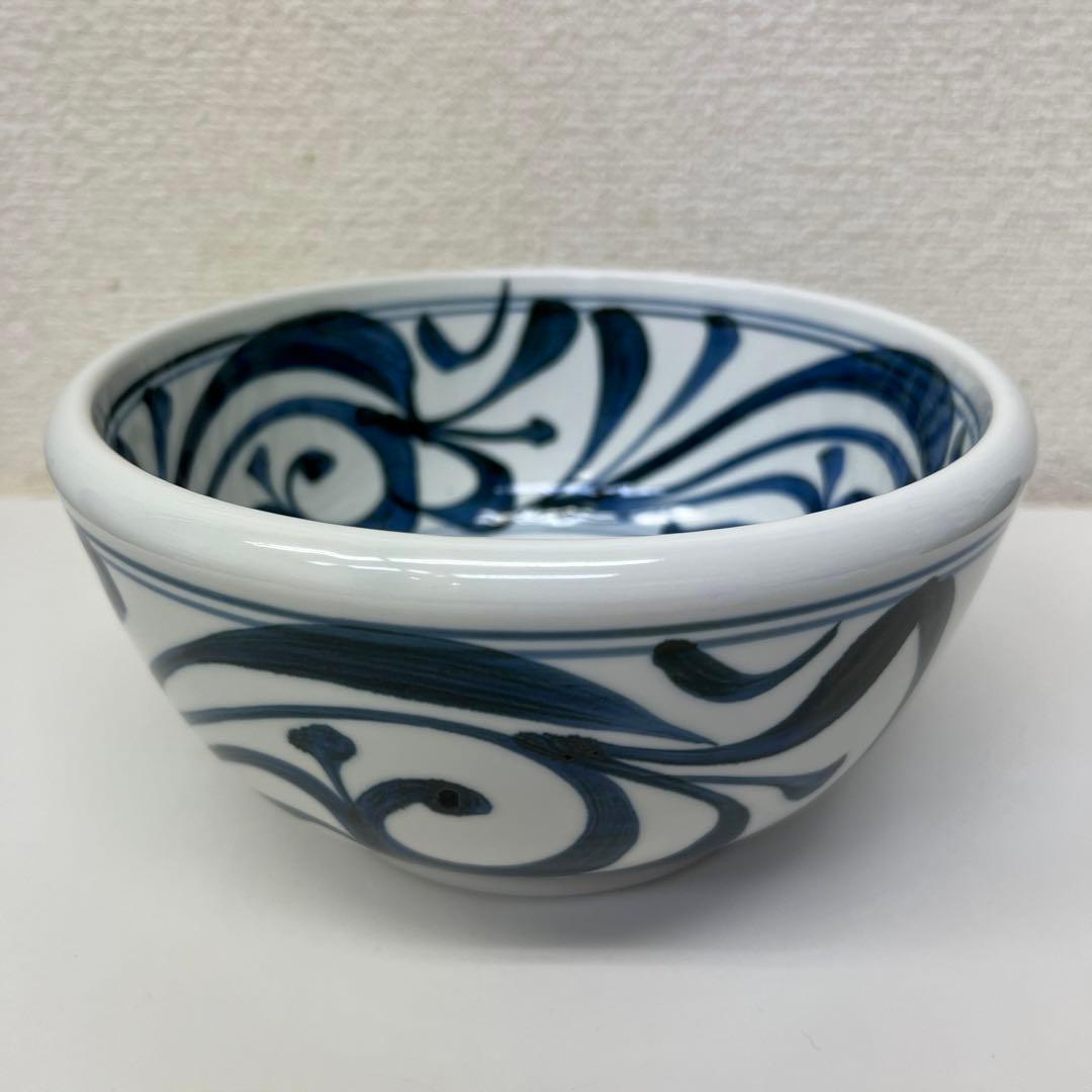 【値下げ】砥部焼 梅山窯 玉縁唐草 大鉢