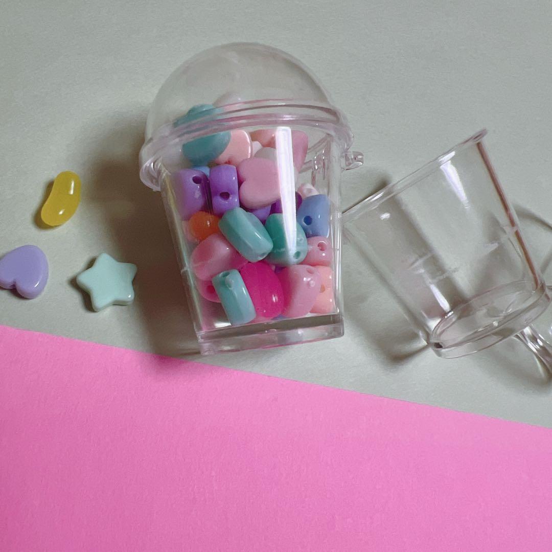 傷あり カプセルカップチャーム 30個 プラカップ キーホルダー ② フック付き