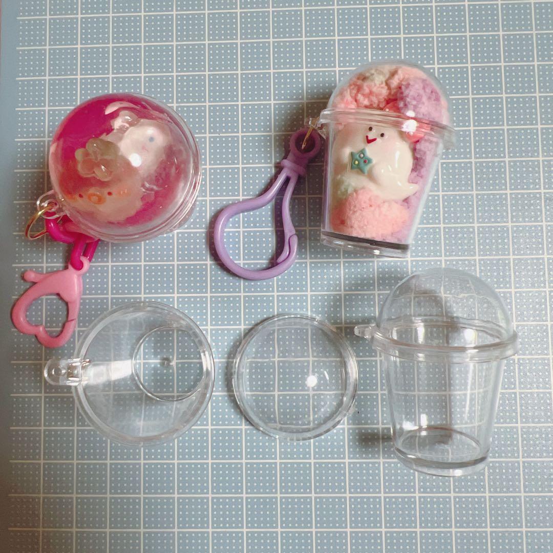 傷あり カプセルカップチャーム 30個 プラカップ キーホルダー ② フック付き