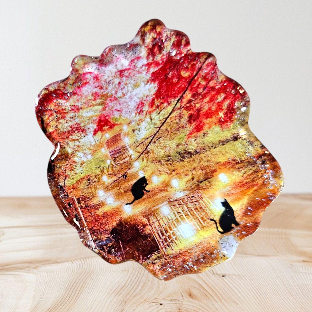 NO.972❤黒猫 秋❤レジンへアゴム ブローチ