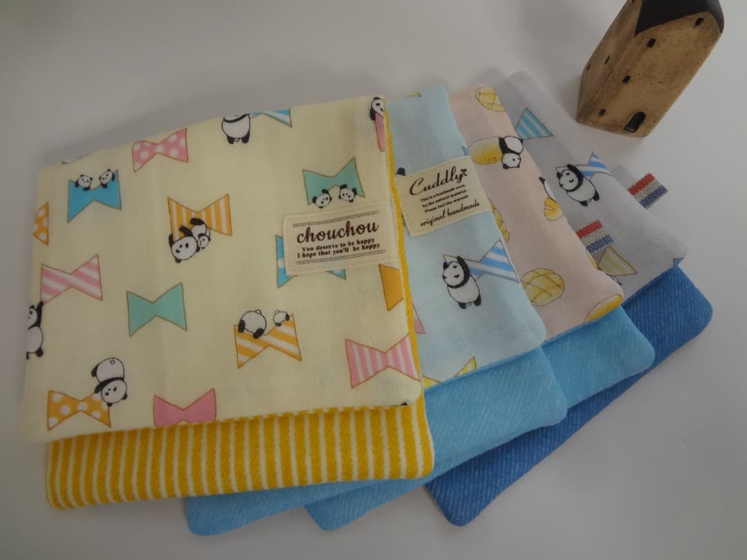 大きめ*パンダ*やわらかガーゼハンカチ4枚セット*ハンドメイド