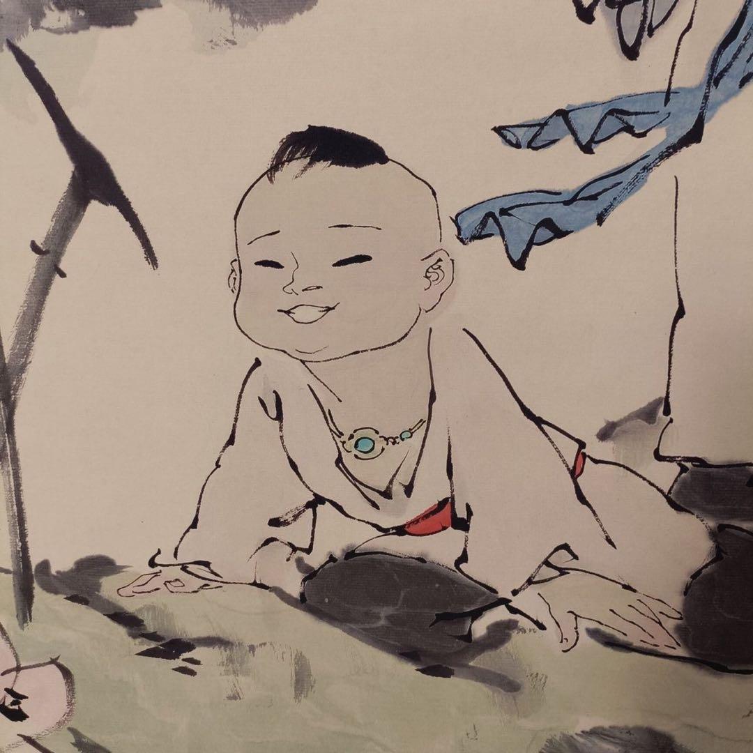 范曾（ファン・ズン）「敦頤説蓮」三尺中堂 掛け軸｜証書付き・防偽表示｜中国人物画
