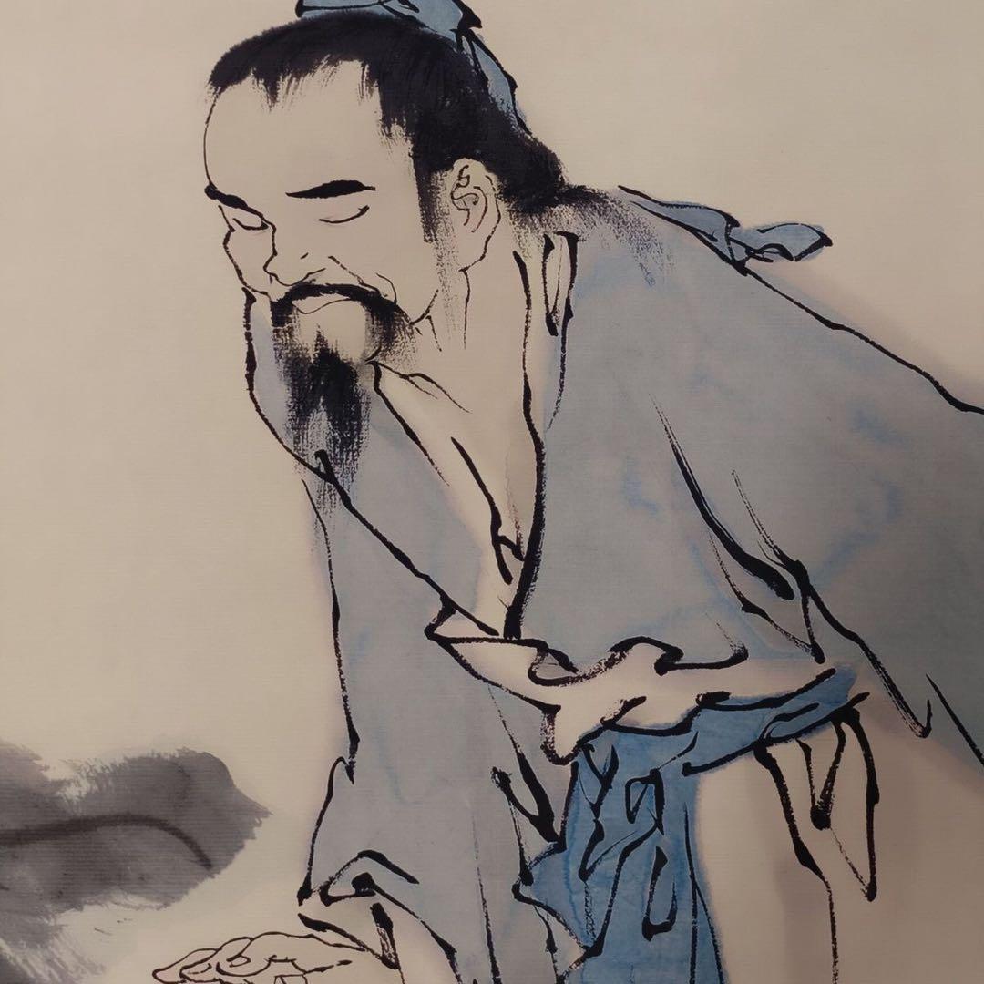 范曾（ファン・ズン）「敦頤説蓮」三尺中堂 掛け軸｜証書付き・防偽表示｜中国人物画