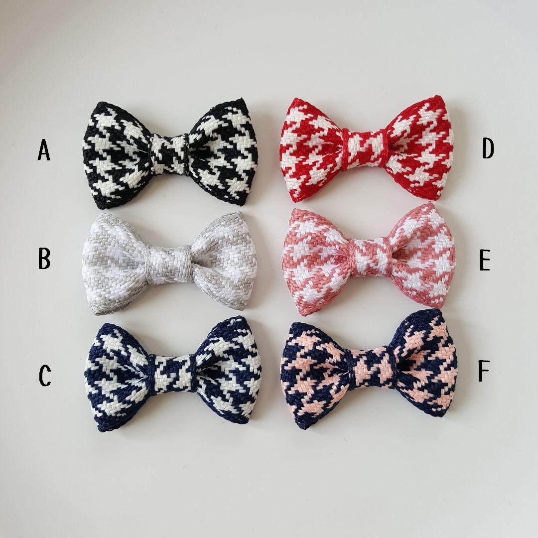 【千鳥格子リボン】 ベビーヘアクリップ　キッズヘアクリップ　ヘアピン