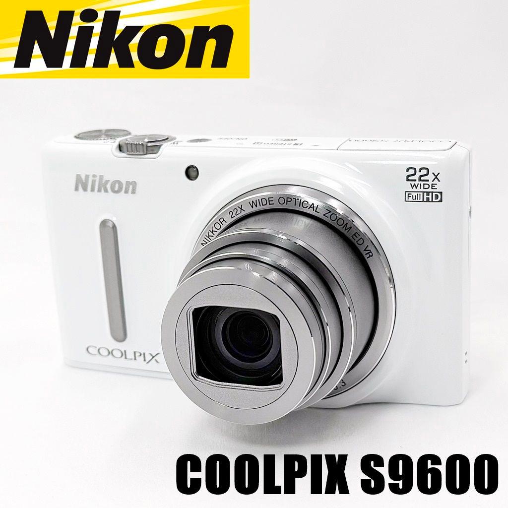 【美品】ニコン COOLPIX S9600 ホワイト コンデジ カメラ 中古