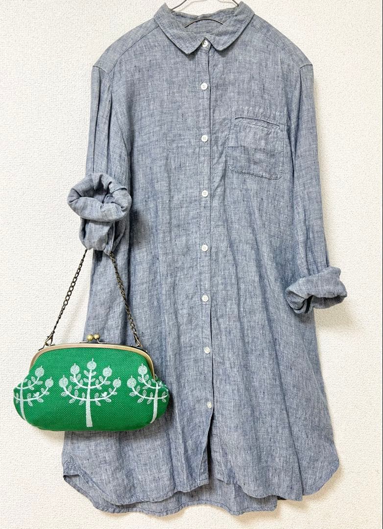 ハンドメイド がま口バッグ ポーチ ringo りんご グリーン ミナペルホネン