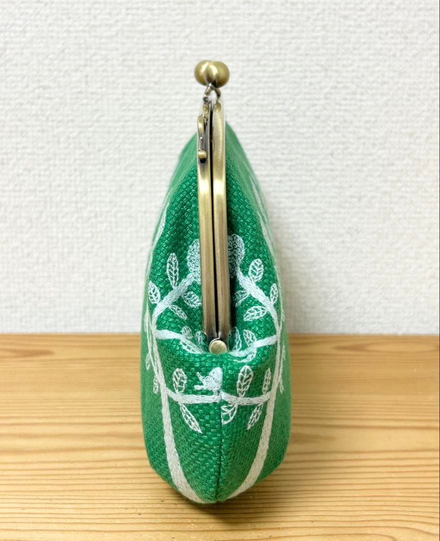 ハンドメイド がま口バッグ ポーチ ringo りんご グリーン ミナペルホネン