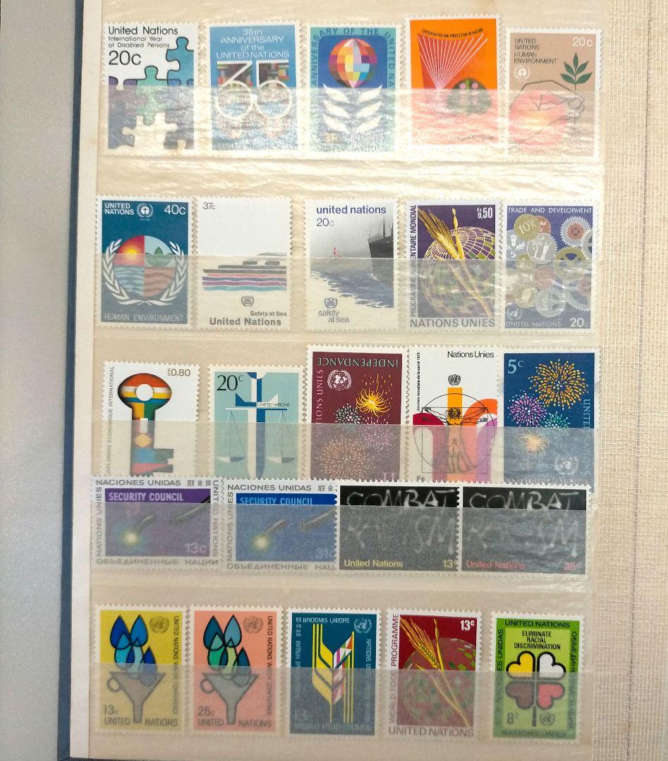 2253 外国切手 国連切手 大量まとめ16ぺ一ジ分全て未使用アルバム付き