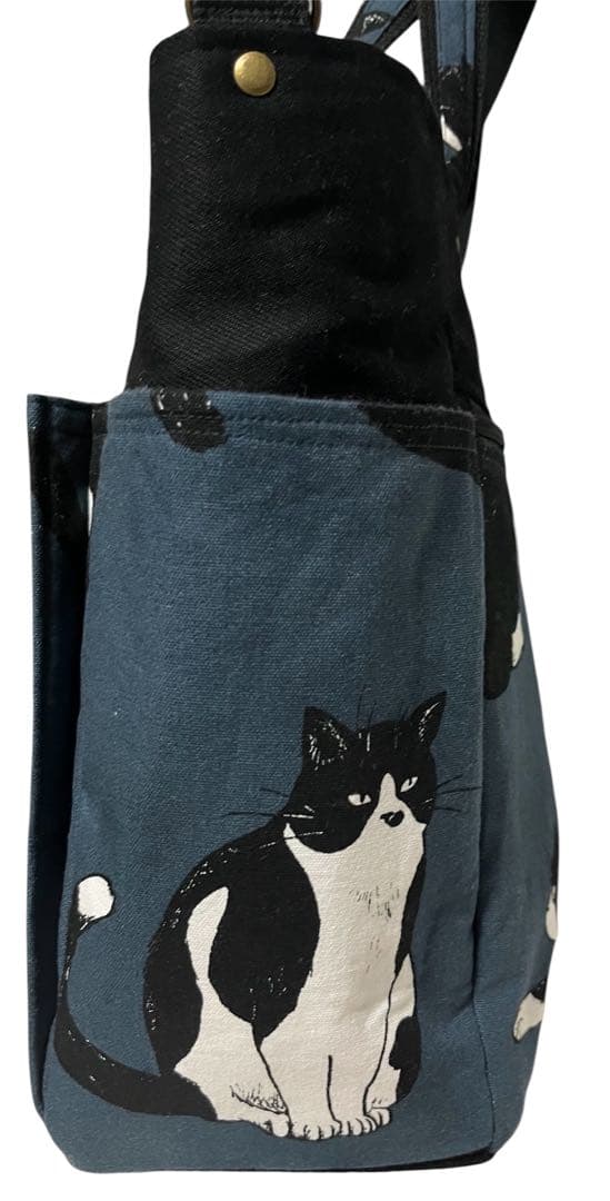 santa様 猫デザイン トートバッグ ダークブルー